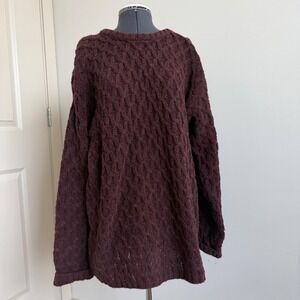 Vintage Snowshoe Thompson Maroon Cable‎ Knit Wool Sweater Size Large